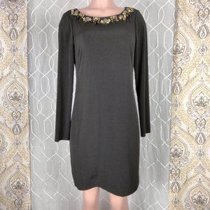 Vince Camuto Dress Long Sleeve Jeweled Collar B-B size 8